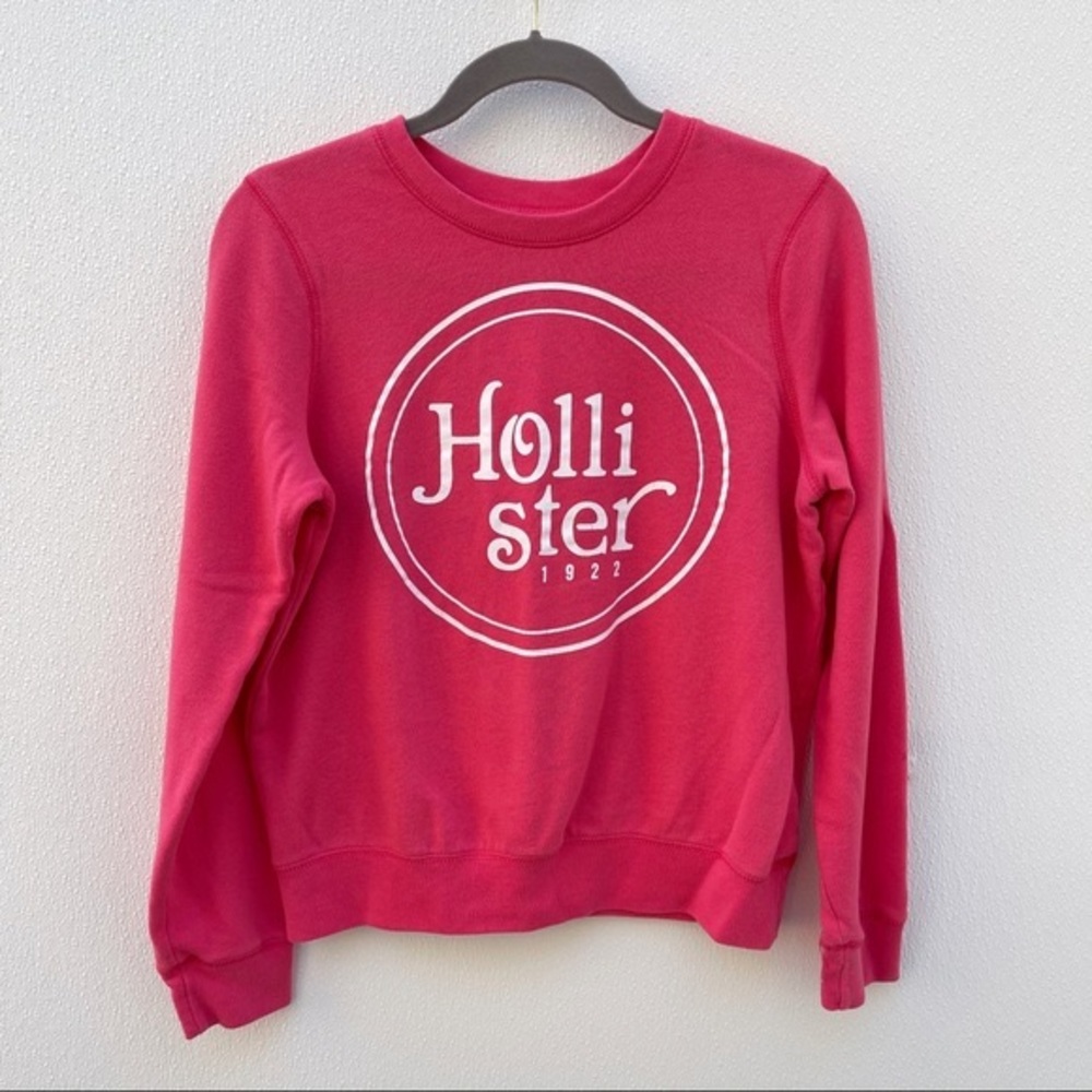 Hollister hot pink crewneck sweatshirt popover sweater Y2k 90s